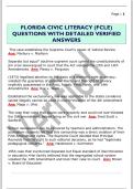 FLORIDA CIVIC LITERACY (FCLE)  QUESTIONS WITH DETAILED VERIFIED  ANSWERS 