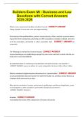Builders Exam Mi - Business and Law Questions with Correct Answers 2025-2026
