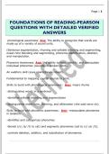 FOUNDATIONS OF READING-PEARSON  QUESTIONS WITH DETAILED VERIFIED  ANSWERS