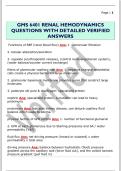 GMS 6401 RENAL HEMODYNAMICS  QUESTIONS WITH DETAILED VERIFIED  ANSWERS