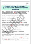 GOOGLE CERTIFICATION LEVEL 1  QUESTIONS WITH DETAILED VERIFIED  ANSWERS 