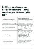 D291 Learning Experience Design Foundations I - WGU questions and answers 2026-2027&period;