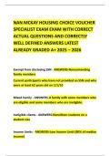 NAN MCKAY HOUSING CHOICE VOUCHER SPECIALIST EXAM EXAM WITH CORRECT ACTUAL QUESTIONS AND CORRECTLY WELL DEFINED ANSWERS LATEST ALREADY GRADED A&plus; 2025 &ndash; 2026