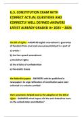 U&period;S&period; CONSTITUTION EXAM WITH CORRECT ACTUAL QUESTIONS AND CORRECTLY WELL DEFINED ANSWERS LATEST ALREADY GRADED A&plus; 2025 &ndash; 2026