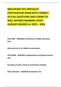 NAN MCKAY HCV SPECIALIST CERTIFICATION EXAM WITH CORRECT ACTUAL QUESTIONS AND CORRECTLY WELL DEFINED ANSWERS LATEST ALREADY GRADED A&plus; 2025 &ndash; 2026