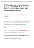 AFIP Test Final Exam and Practice Exam  Questions 2026&sol;2027 &ndash; Newest Actual  Exam &vert; Complete 450 Questions with  Detailed Verified Answers 