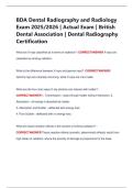 BDA Dental Radiography and Radiology  Exam 2025&sol;2026 &vert; Actual Exam &vert; British  Dental Association &vert; Dental Radiography  Certification 
