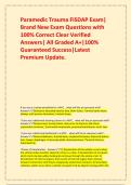 Paramedic Trauma FISDAP Exam&vert; Brand New Exam Questions with 100&percnt; Correct Clear Verified Answers&vert; All Graded A&plus;&vert;100&percnt; Guaranteed Success&vert;Latest Premium Update&period;