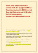 Work Zone Temporary Traffic Control Tech Pre-Quiz&vert; Brand New Exam Questions with 100&percnt; Correct Clear Verified Answers&vert;All Graded A&plus;&vert;100&percnt; Guaranteed Success&vert;Latest Premium Update&period;