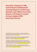 Innovative Temporary Traffic Control Devices & Methods RS Learning Network&vert; Verified Exam Questions with 100&percnt; Correct Clear Answers&vert; All Graded A&plus;&vert;Latest Premium Update&vert;100&percnt; Guaranteed Success&period;