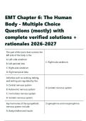 EMT Chapter 6 The Human Body - Multiple Choice Questions &lpar;mostly&rpar; with complete verified solutions 
