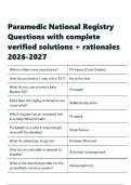 Paramedic National Registry Questions with complete verified solutions &plus; rationales 2026-2027