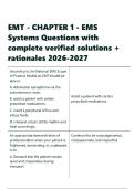 EMT - CHAPTER 1 - EMS Systems Questions with complete verified solutions &plus; rationales 2026-2027