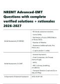 NREMT Advanced-EMT Questions with complete verified solutions &plus; rationales 2026-2027&period;