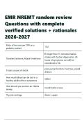 EMR NREMT random review Questions with complete verified solutions &plus; rationales 2026-2027