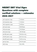 NREMT EMT Vital Signs Questions with complete verified solutions &plus; rationales 2026-2027