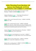 Adobe Photoshop Exam Questions And  Answers Test Flashcards  ACTUAL  QUESTIONS AND CORRECT ANSWERS 