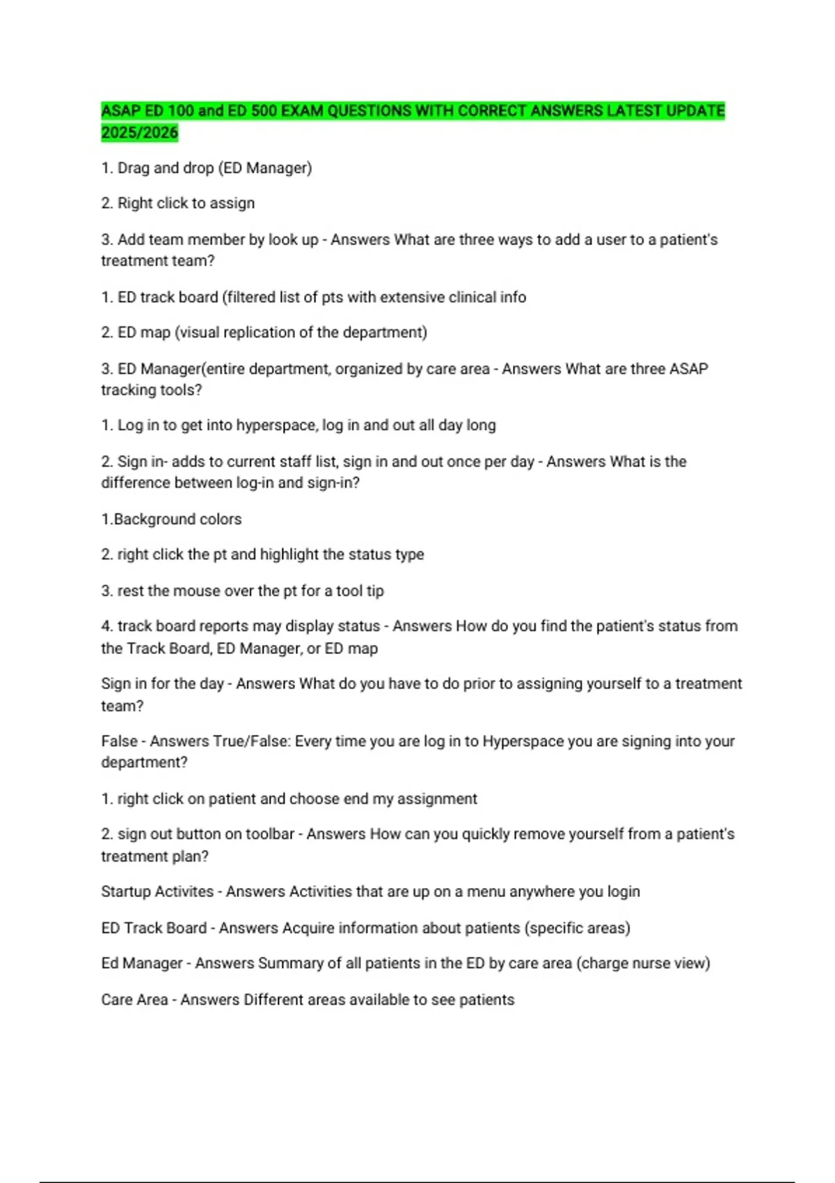 ASAP ED 100 and ED 500 EXAM QUESTIONS WITH CORRECT ANSWERS LATEST ...