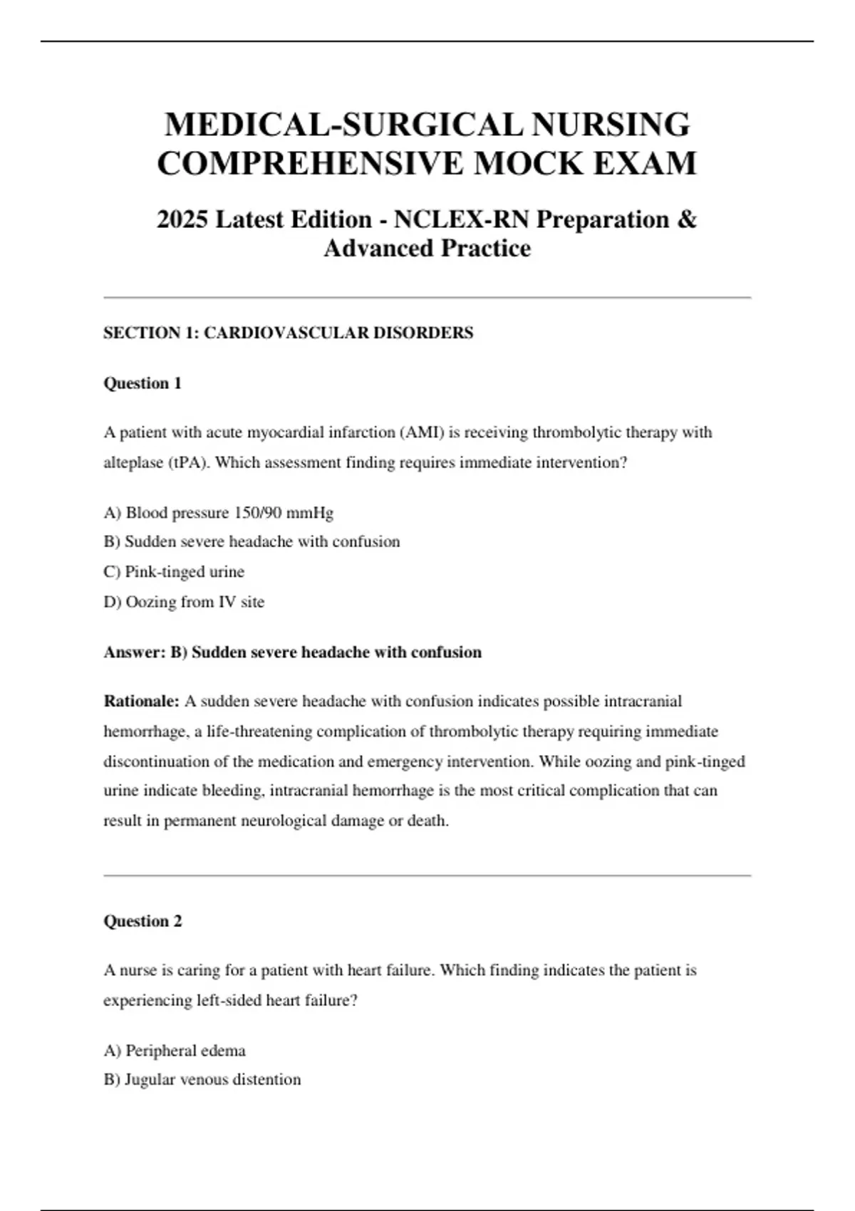 Medical-Surgical Nursing Comprehensive Mock Exam 2025 – NCLEX-RN ...