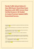  Florida Traffic School Online &lpar;4-Hour BDI&rpar; Exam&vert; Brand New Exam Questions with 100&percnt; Correct Clear Verified Answers&vert; All Graded A&plus;&vert;Latest Premium Update&vert;100&percnt; Guaranteed Success&period;