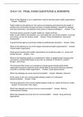 CHLH 101- FINAL EXAM QUESTIONS & ANSWERS