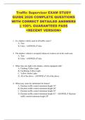 Traffic Supervisor EXAM STUDY  GUIDE 2026 COMPLETE QUESTIONS  WITH CORRECT DETAILED ANSWERS  &vert;&vert; 100&percnt; GUARANTEED PASS  <RECENT VERSION> 