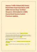 Improv Traffic School &lpar;AZ&rpar; Exam&vert; Brand New Exam Questions with 100&percnt; Correct Clear Verified Answers&vert; All Graded A&plus;&vert;100&percnt; Guaranteed Success&vert;Latest Premium Update&period;