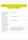 APM Practice Tests Dump with all Correct & 100&percnt; Verified Answers&vert; Actual Complete Exam&vert; Already Graded A&plus; &lpar;Just Released&rpar; 