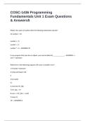 COSC-1436 Programming Fundamentals Unit 1 Exam Questions & Answers