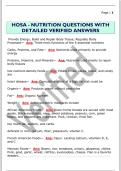 HOSA - NUTRITION QUESTIONS WITH  DETAILED VERIFIED ANSWERS