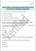 IPMC PRACTICE EXAM QUESTIONS WITH  DETAILED VERIFIED ANSWERS