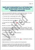 KAPLAN FUNDAMENTALS INTEGRATED  TEST QUESTIONS WITH DETAILED  VERIFIED ANSWERS