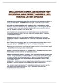 CPR AMERICAN HEART ASSOCIATION TEST QUESTIONS AND CORRECT ANSWERS 100&percnt; VERIFIED LATEST UPDATE&excl;&excl;