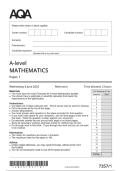 Actual 2025 AQA A-level MATHEMATICS 7357/1 Paper 1 Merged Question Paper + Mark  Scheme Actual 2025 AQA A-level MATHEMATICS 7357/1 Paper 1 Merged Question Paper + Mark  Scheme