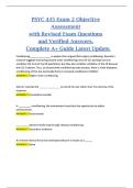 PSYC 435 &ndash; Exam 2 Objective Assessment &lpar;Revised Exam Questions with Verified Answers&rpar; &ndash; Complete A&plus; Study Guide Latest Update