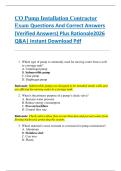 CO Pump Installation Contractor  Exam Questions And Correct Answers   &lpar;Verified Answers&rpar; Plus Rationale2026  Q&A&vert; Instant Download Pdf 