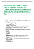 CO Refrigerated Storage Systems  Contractor Exam Questions And  Correct Answers &lpar;Verified Answers&rpar; Plus  Rationale2026 Q&A&vert; Instant Download  Pdf   1&period; Which of the following is the primary purpose of a refrigerated storage  system&quest;  A&period; Heating the warehou
