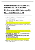 Compilation Bundle for CO Refrigeration Contractor Exams Questions And Correct Answers &lpar;Verified Answers&rpar; Plus Rationales 2026 Q&A&vert; Instant Download Pdf