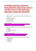 CO Reinforcing Steel Contractor  Exam Questions And Correct Answers  &lpar;Verified Answers&rpar; Plus Rationales  2026 Q&A &vert; Instant Download Pdf