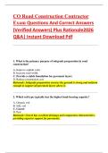 CO Road Construction Contractor  Exam Questions And Correct Answers   &lpar;Verified Answers&rpar; Plus Rationale2026  Q&A&vert; Instant Download Pdf  