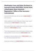 Washington Laws and Rules Pertinent to  Insurance Exam 2025&sol;2026 &vert; Actual Exam  &vert; Washington State Insurance  Regulations &vert; Office of the Insurance  Commissioner 