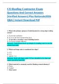CO Roofing Contractor Exam   Questions And Correct Answers    &lpar;Verified Answers&rpar; Plus Rationale2026  Q&A&vert; Instant Download Pdf 