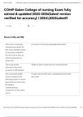 COMP Galen College of nursing Exam fully solved & updated 2025-2026&lpar;latest version verified for accuracy&rpar; &vert; 20242025Latest&excl;&excl;