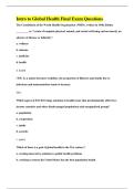 Intro to Global Health Final Exam Questions