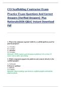 CO Scaffolding Contractor Exam  Practice Exam Questions And Correct  Answers &lpar;Verified Answers&rpar;  Plus  Rationale2026 Q&A&vert; Instant Download  Pdf 