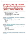 CO Sewer & Water Line Contractor  Exam Questions And Correct Answers   &lpar;Verified Answers&rpar; Plus Rationales  2026 Q&A &vert; Instant Download Pdf 