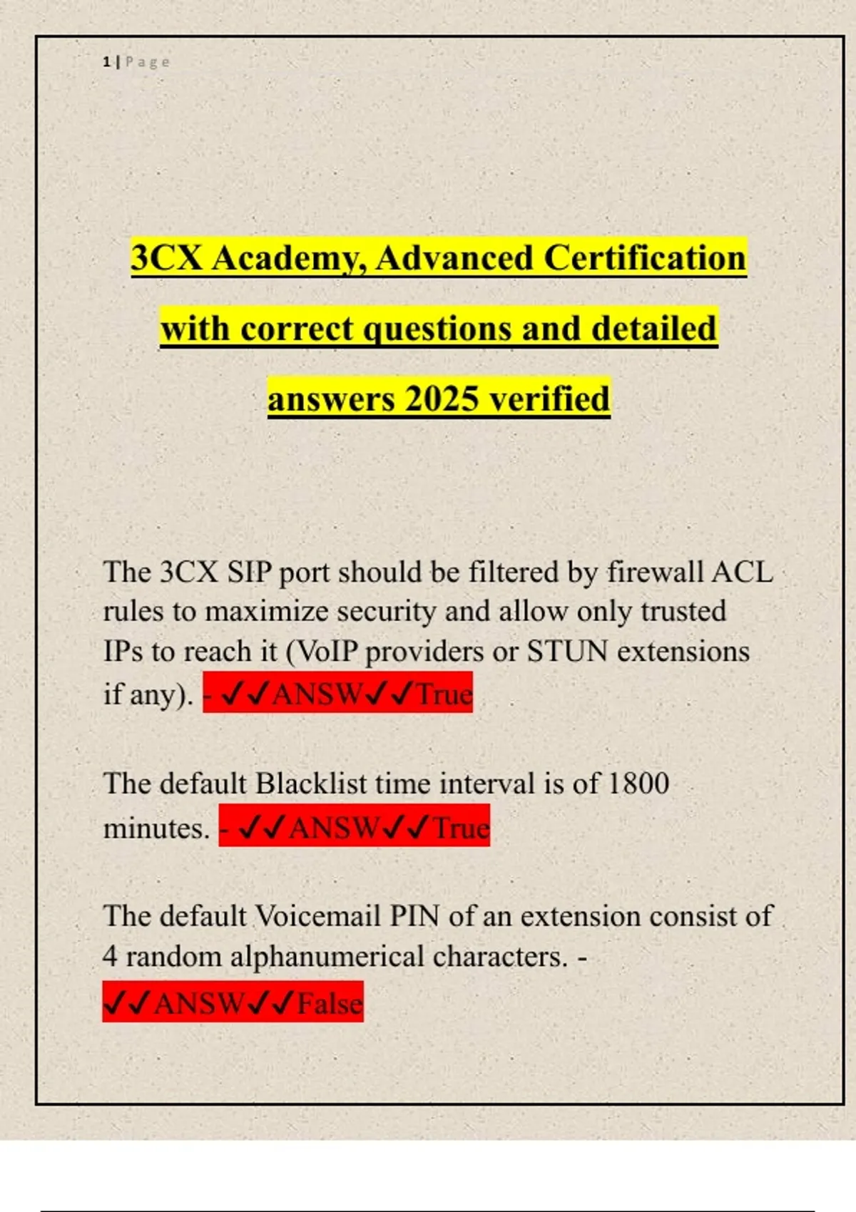 3CX Academy Advanced Certification 2025 | Verified Questions & Detailed ...