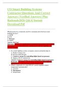 CO Smart Building Systems  Contractor Questions And Correct  Answers &lpar;Verified Answers&rpar; Plus  Rationale2026 Q&A&vert; Instant  Download Pdf 