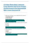 CO Solar Photovoltaic Contractor  Exam Questions And Correct Answers    &lpar;Verified Answers&rpar; Plus Rationale2026  Q&A&vert; Instant Download Pdf 