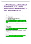 Compilation Bundle for CO Solar Thermal Contractor Exams Questions And Correct Answers &lpar;Verified Answers&rpar; Plus Rationales 2026 Q&A &vert; Instant Download Pdf
